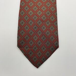 Raleighs Tie 60x3 Silk Red Geometric Gold Gray VGUC